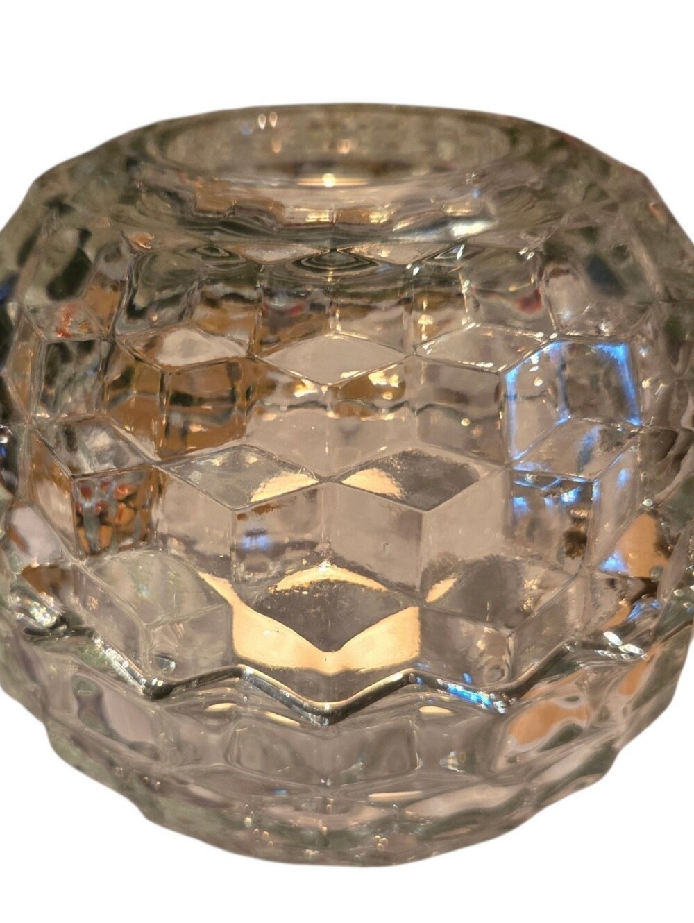 Indiana Glass Fairy Lamp Clear Diamond Dome Vintage Candle Holder